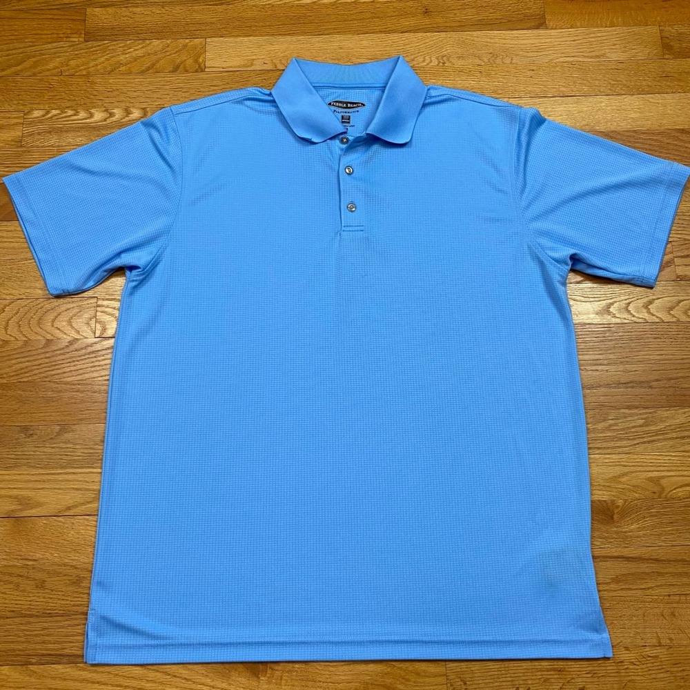 Pebble Beach Performance Polo Shirt Mens XL Blue Textured Golfing Outdoor Sporty